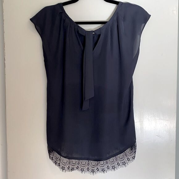 Lauren Conrad bow back eyelash lace gathered top S - Picture 6 of 13